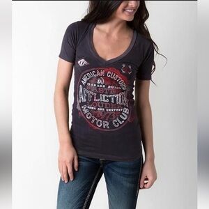 Affliction American Customs Motor Club v-neck graphic Tee